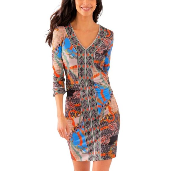 Gretchen Scott Designs Dresses & Skirts - Gretchen Scott Womens Size L Dress Jersey Bordertown Ditto Equestrian V-Neck